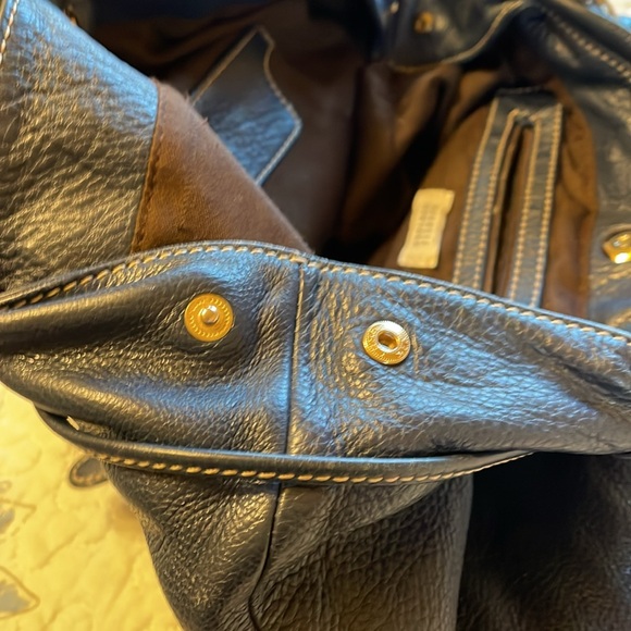 Barneys New York Navy Leather Handbag - Picture 6 of 8